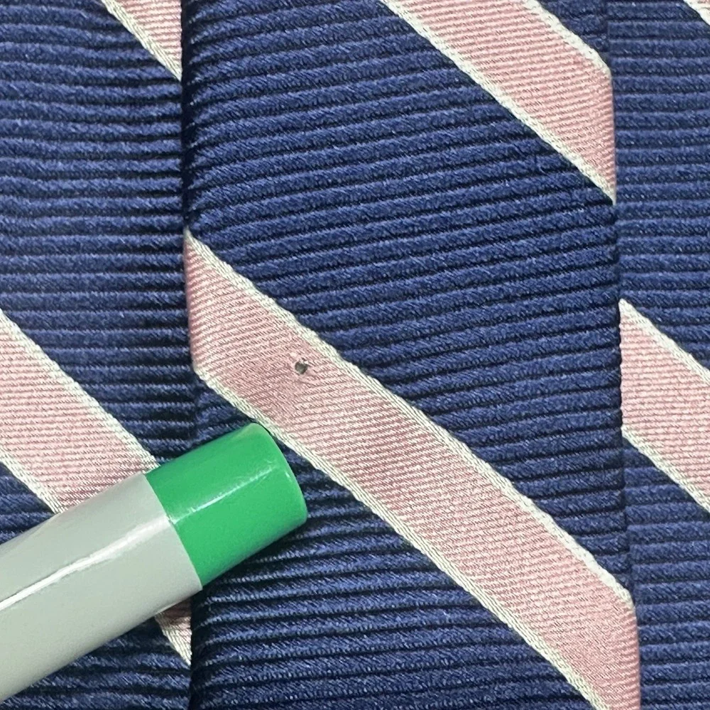 Brooks Brothers 346 Silk Striped Tie Navy Pink Repp Classic Mens 58x3.6in NOTE